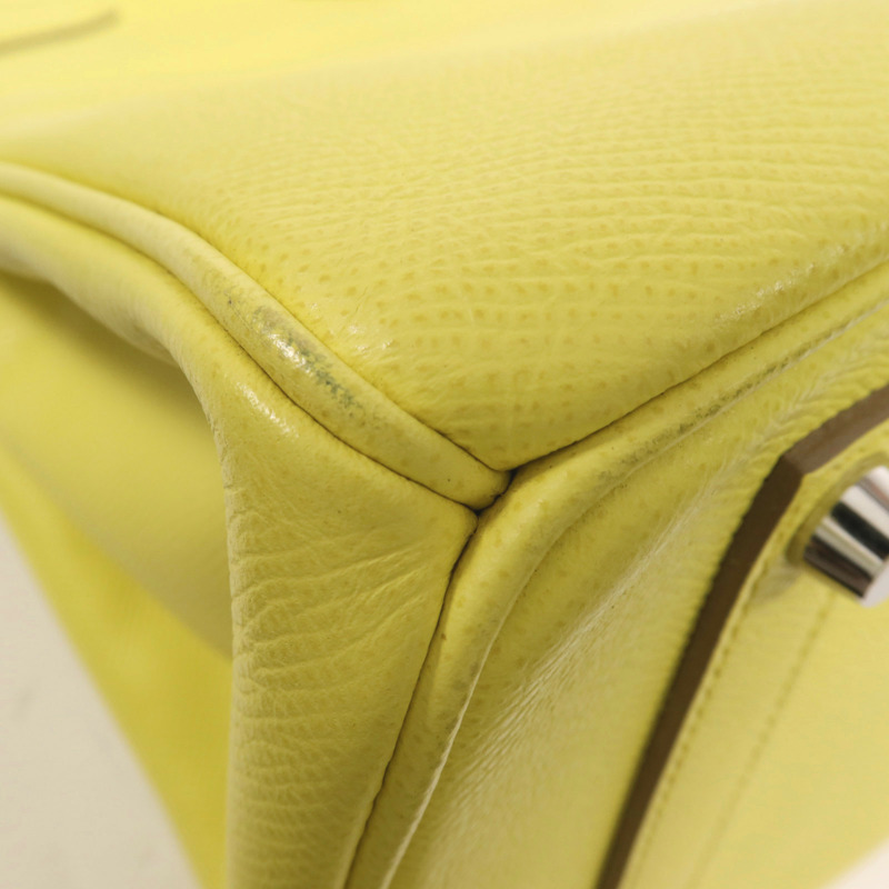 HERMES Epsom皮革Birkin 35銀扣手挽袋Lime-12