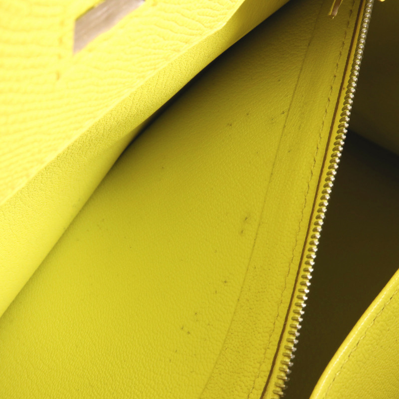 HERMES Epsom皮革Birkin 35銀扣手挽袋Lime-14