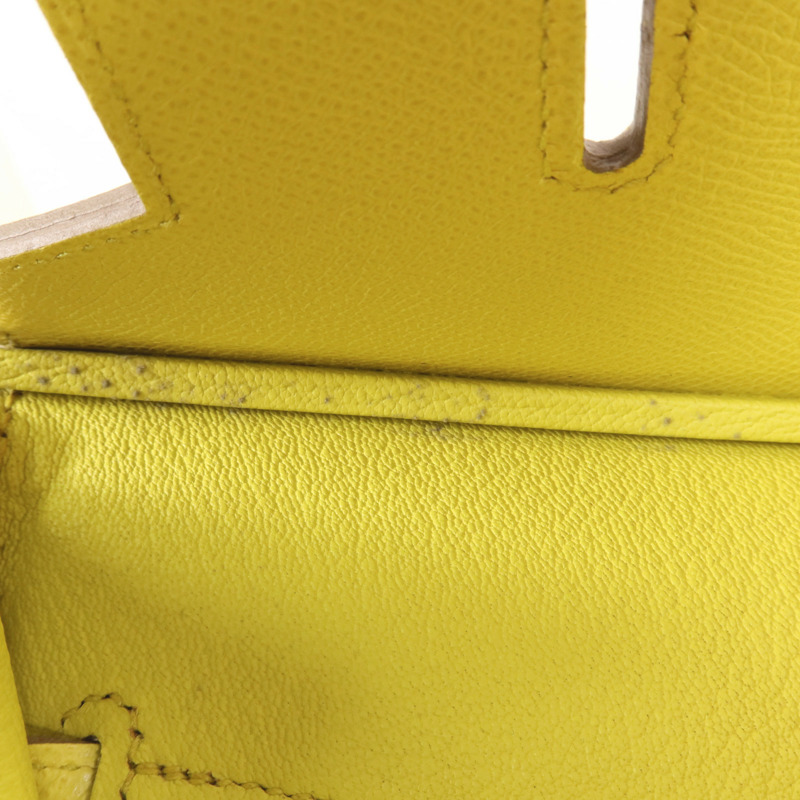 HERMES Epsom皮革Birkin 35銀扣手挽袋Lime-16