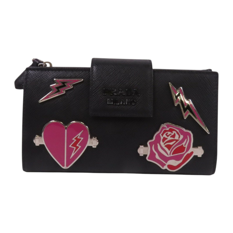 PRADA Saffiano皮革Middle Wallet銀扣錢包-0