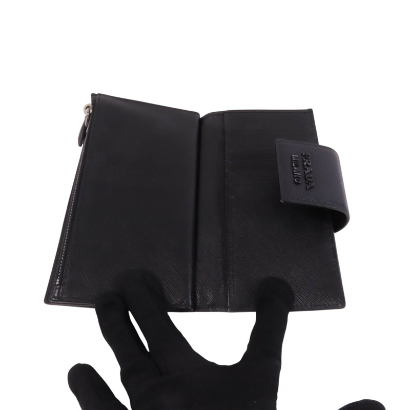 PRADA Saffiano皮革Middle Wallet銀扣錢包-6