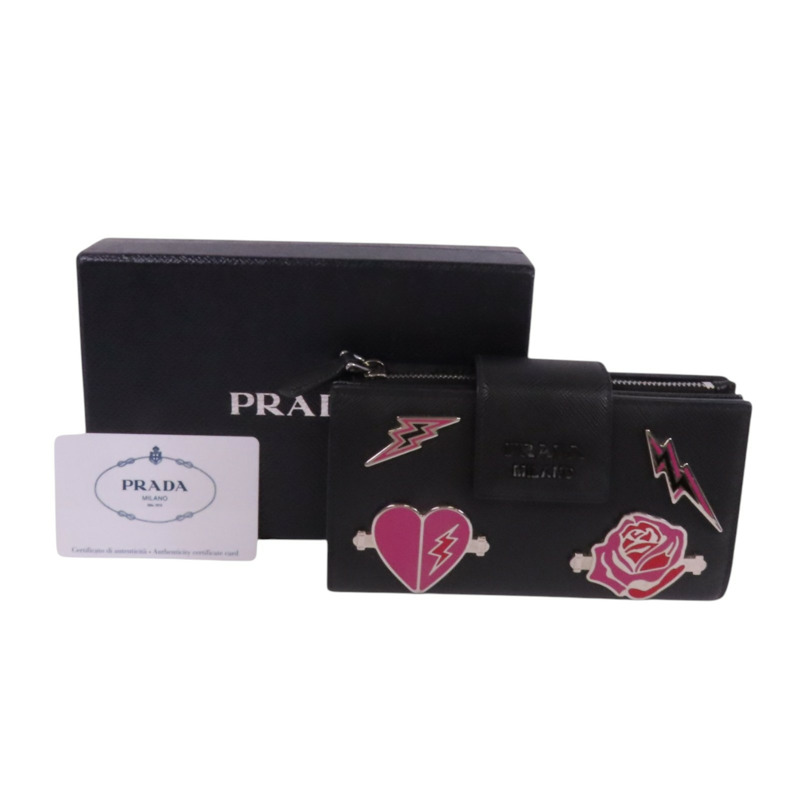 PRADA Saffiano皮革Middle Wallet銀扣錢包-9