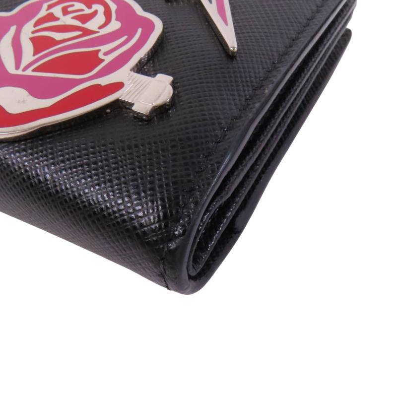 PRADA Saffiano皮革Middle Wallet銀扣錢包-11