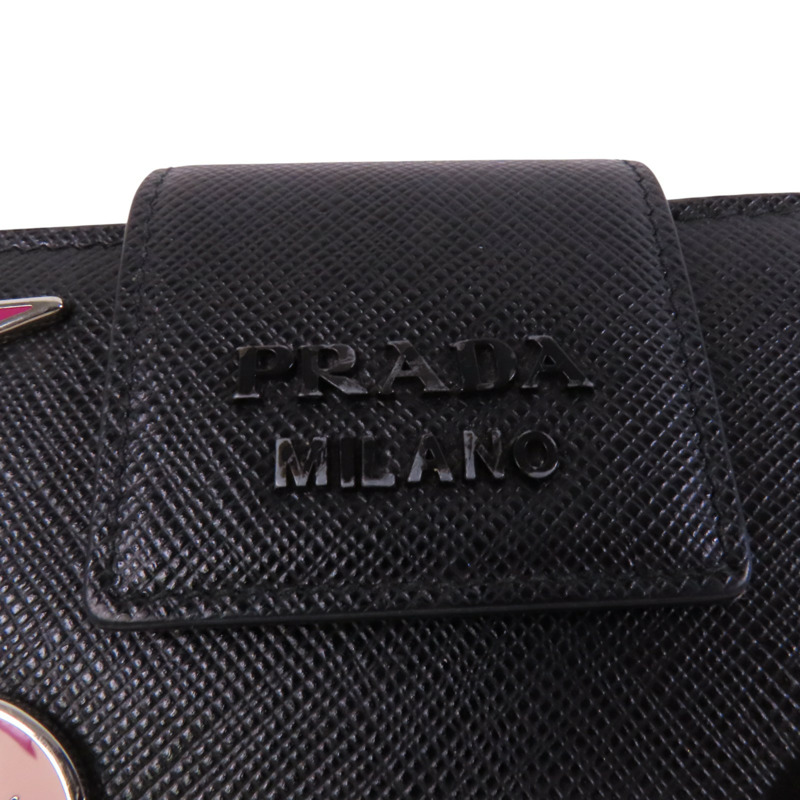 PRADA Saffiano皮革Middle Wallet銀扣錢包-14