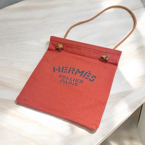 莉亞精品♡ Hermes Aline 磚紅色帆布袋 二手美包