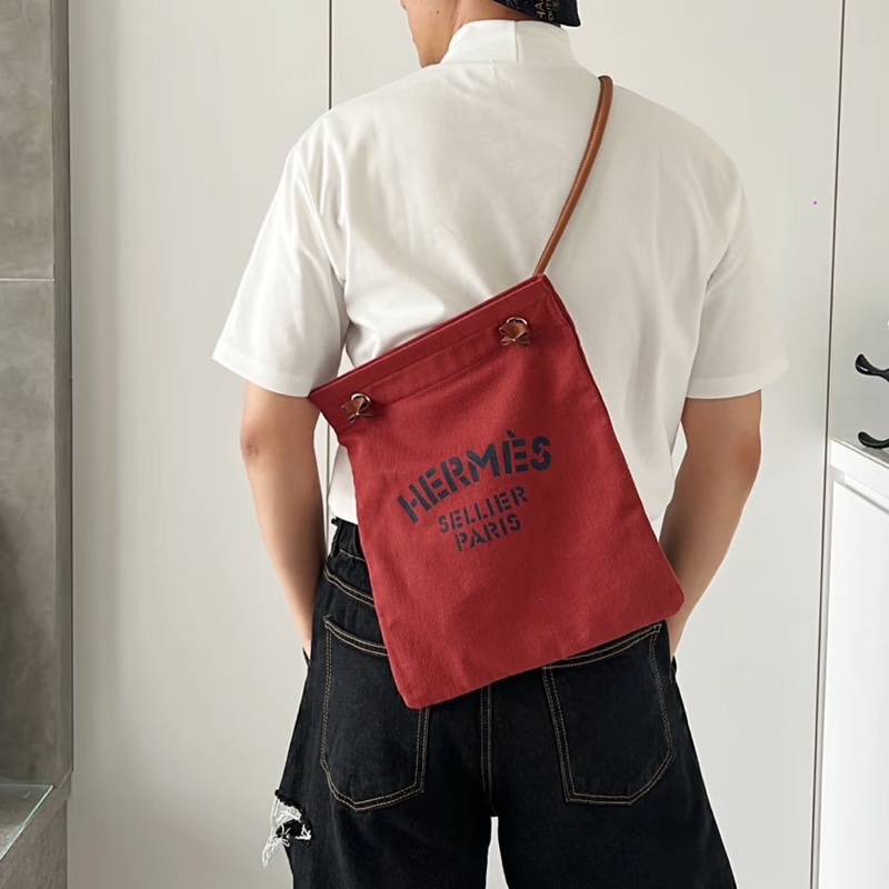 莉亞精品♡ Hermes Aline 磚紅色帆布袋 二手美包-1