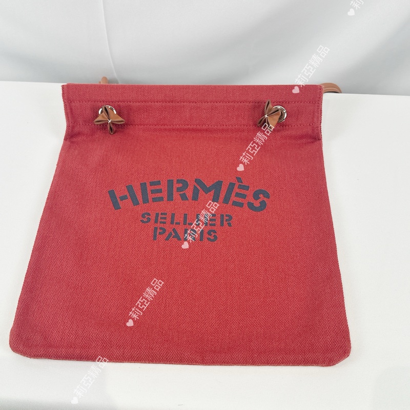 莉亞精品♡ Hermes Aline 磚紅色帆布袋 二手美包-2