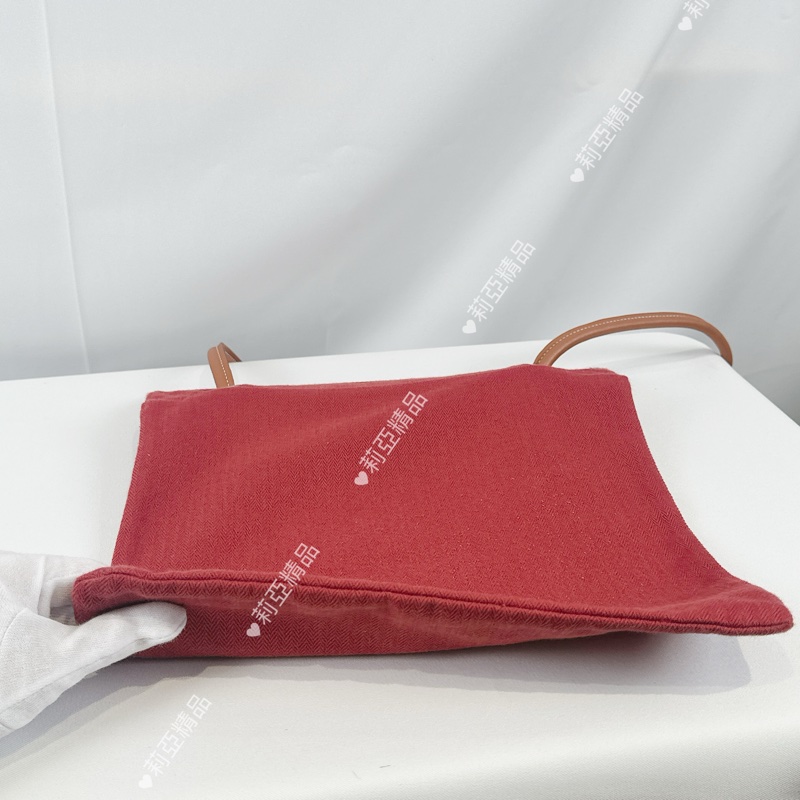 莉亞精品♡ Hermes Aline 磚紅色帆布袋 二手美包-5