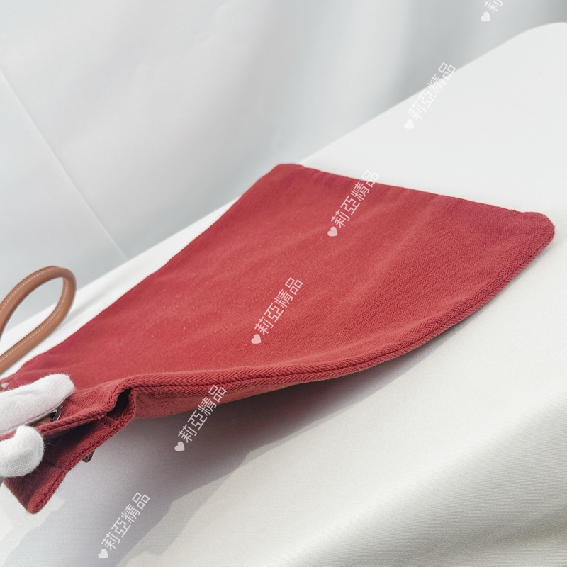 莉亞精品♡ Hermes Aline 磚紅色帆布袋 二手美包-6