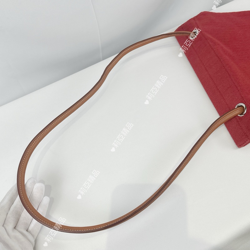 莉亞精品♡ Hermes Aline 磚紅色帆布袋 二手美包-8