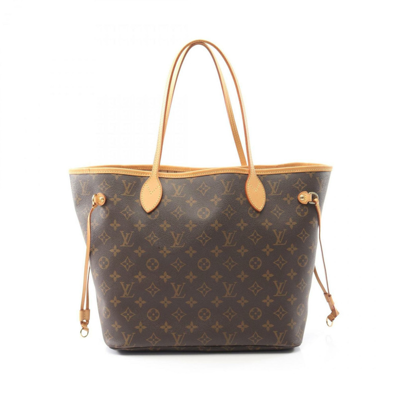 Louis Vuitton Neverfull MM 手提包，塗佈帆布和皮革，字母組合，女款，棕色，M40156-0