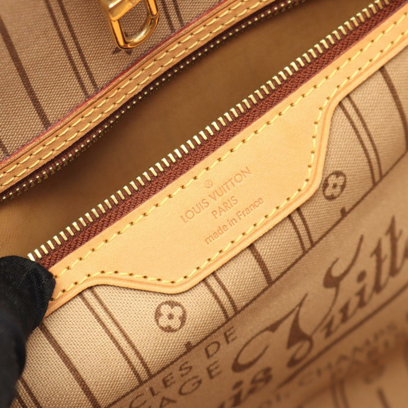 Louis Vuitton Neverfull MM 手提包,塗佈帆布和皮革,字母組合,女款,棕色,M40156-3