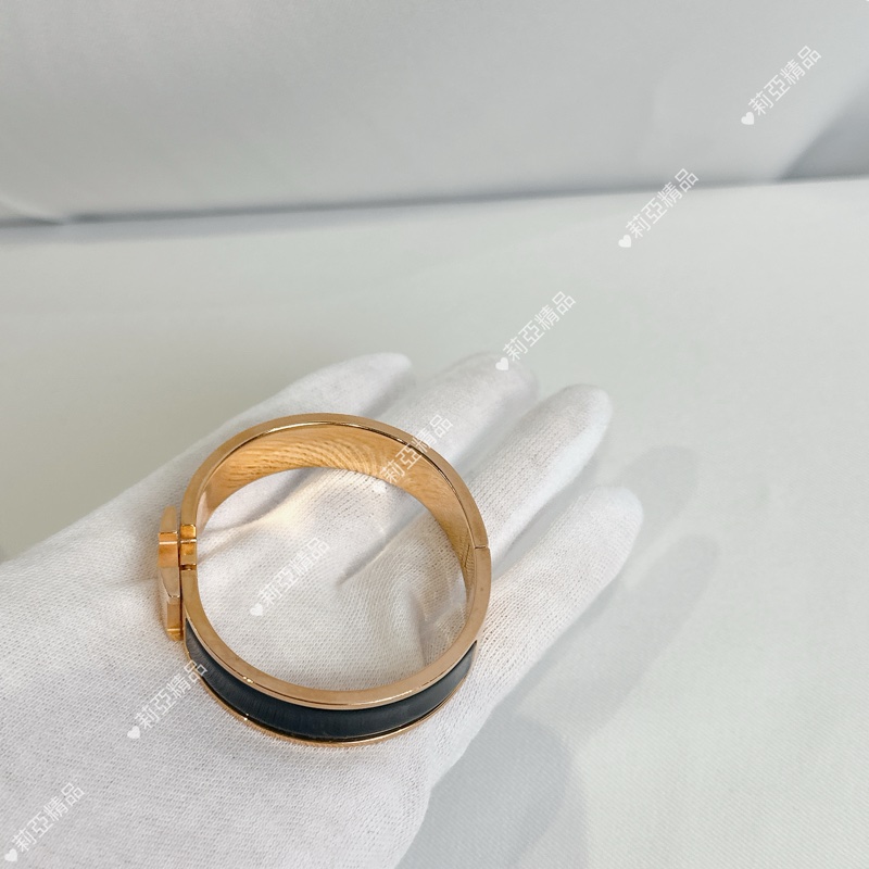 莉亞精品♡ Hermes 黑金H手環 PM 二手美品-6