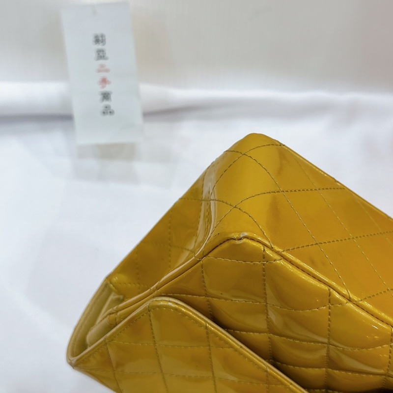 莉亞精品♡Chanel A01112 金色漆皮口蓋包 二手-8