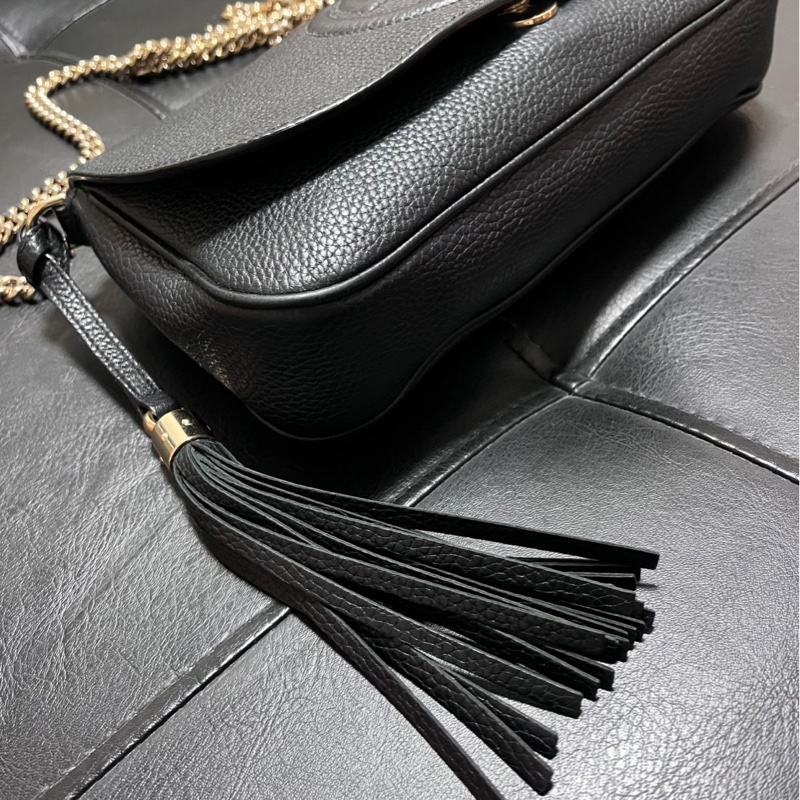 GUCCI 經典SOHO系列雙G流蘇掀蓋斜背包/肩背包-2