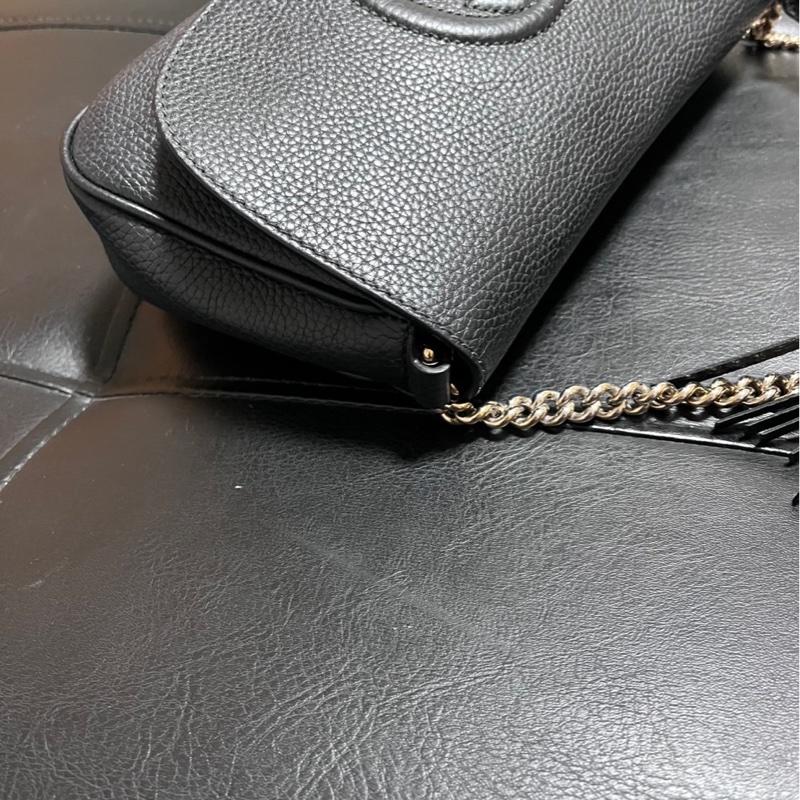 GUCCI 經典SOHO系列雙G流蘇掀蓋斜背包/肩背包-3