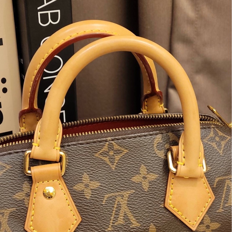 Louis Vuitton Speedy 20 老花 芯片款 有盒有套 奶茶色背帶-14