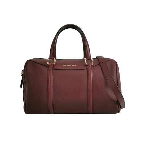 Burberry牛皮純色字母logo拉鍊單肩包