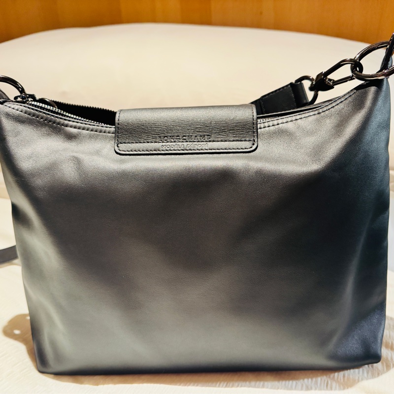 Longchamp HOBO 黑色 皮革包-12