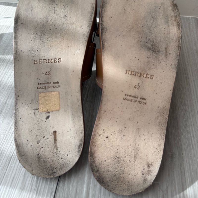 HERMES 男款棕色H拖鞋43號-7