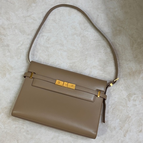 Saint Laurent Manhattan Bag 灰米駝色金扣 曼哈頓 中號
