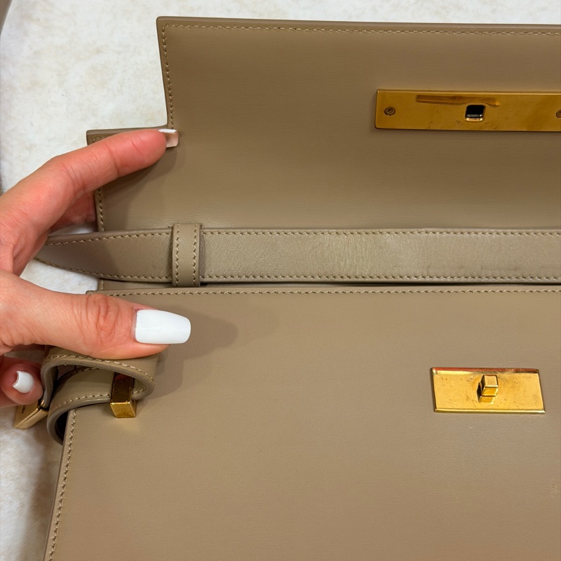 Saint Laurent Manhattan Bag 灰米駝色金扣 曼哈頓 中號-20