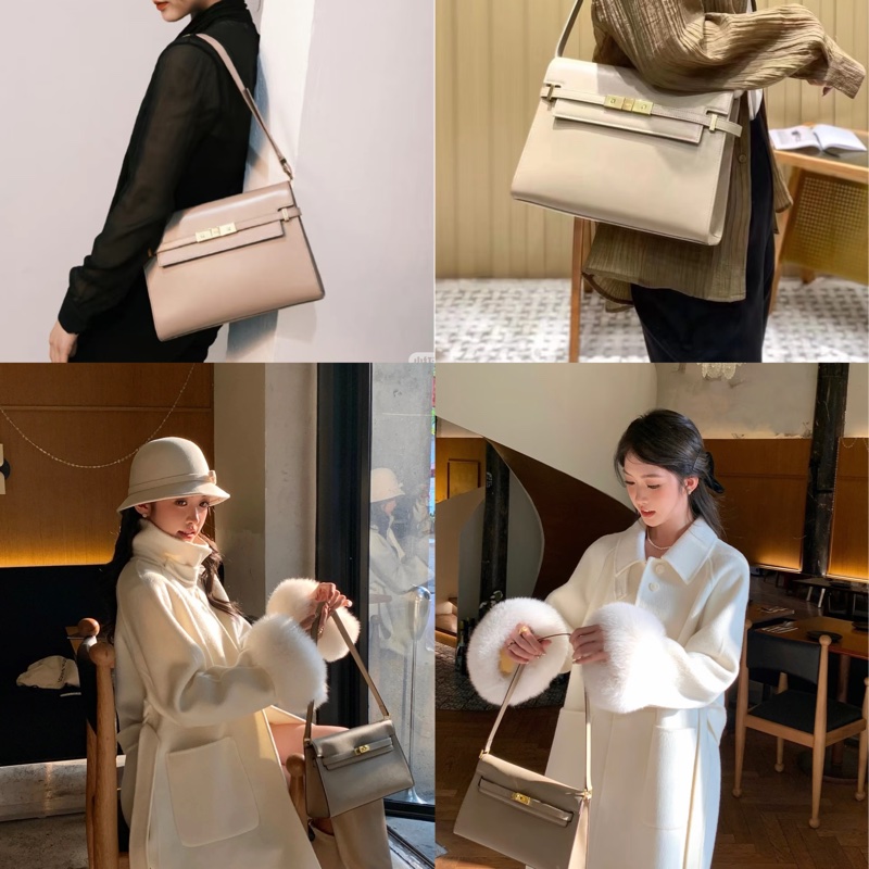 Saint Laurent Manhattan Bag 灰米駝色金扣 曼哈頓 中號-30