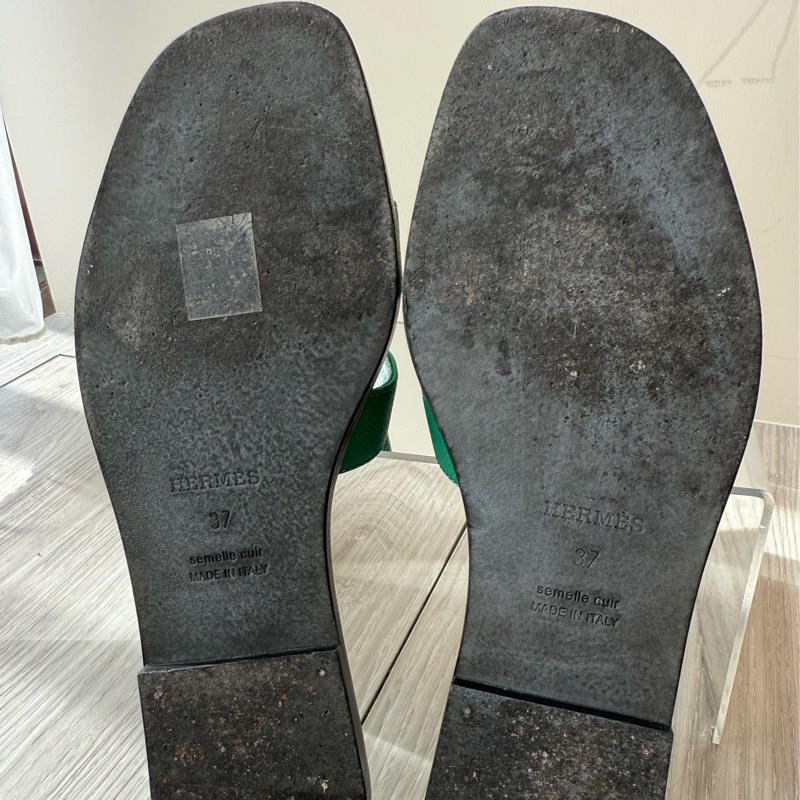 HERMES 仙人掌綠色H拖鞋 37號-8