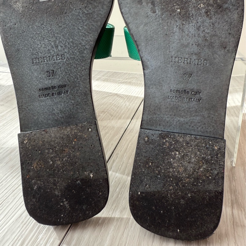 HERMES 仙人掌綠色H拖鞋 37號-9