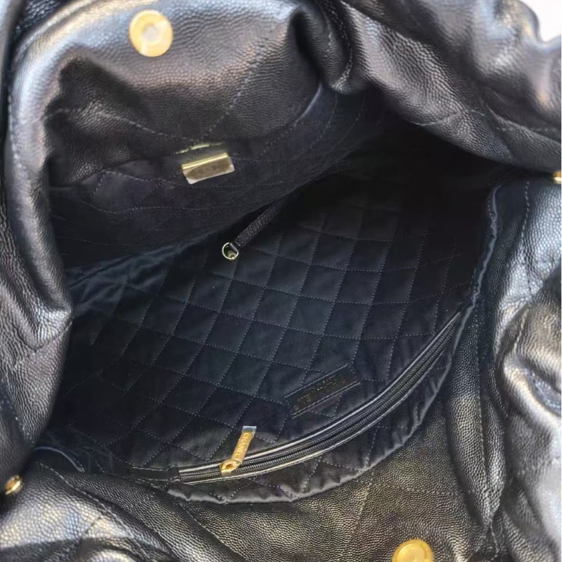 CHANEL 22bag黑金鏤空字體子母垃圾袋中號 閒置新配件齊全帶購證-3