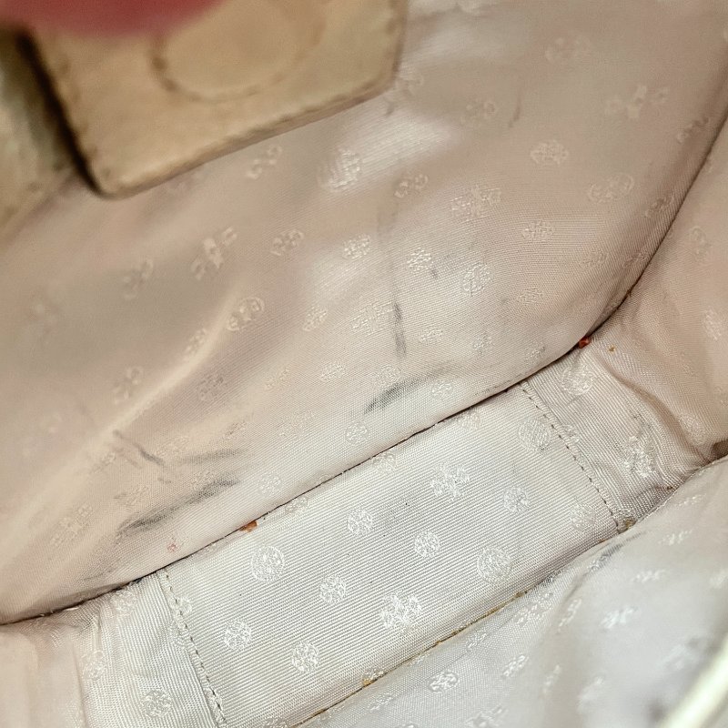 Tory Burch流蘇米白色花漾皮革斜背包 TB-12