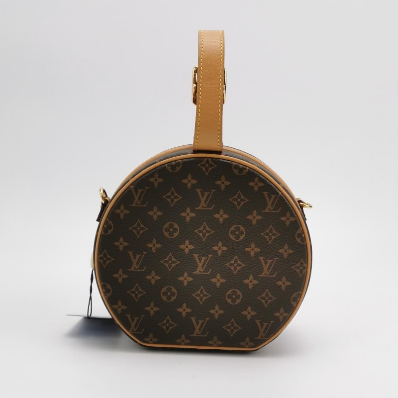 Louis Vuitton (LV) Boite Chapeau小號植鞣革Monogram印花圓餅包斜挎單肩包-4