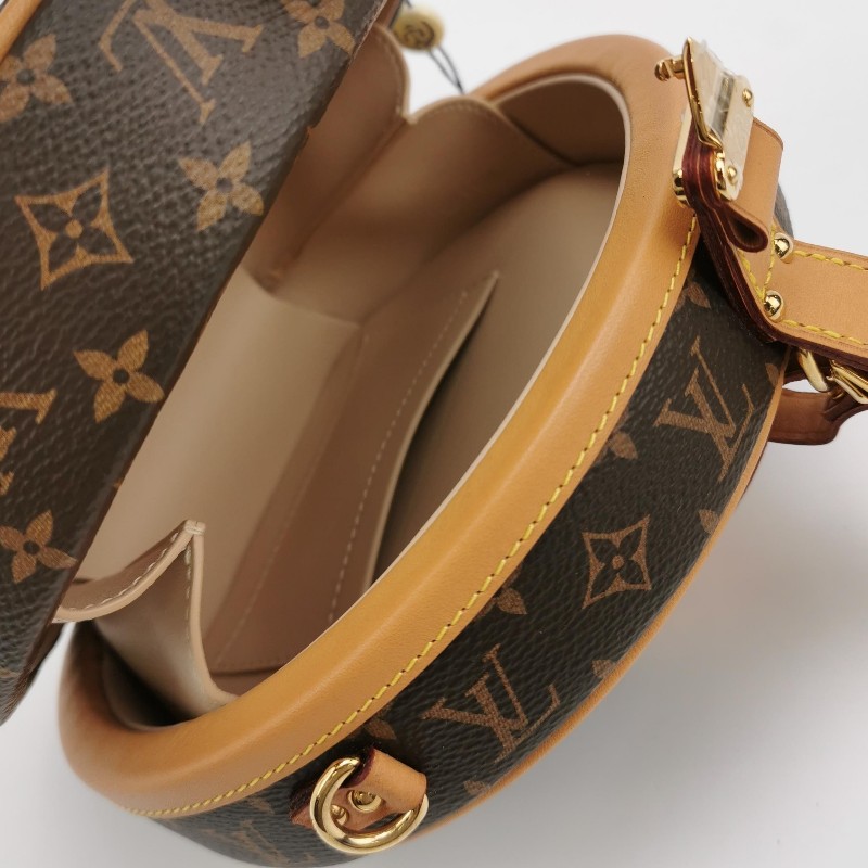 Louis Vuitton (LV) Boite Chapeau小號植鞣革Monogram印花圓餅包斜挎單肩包-6