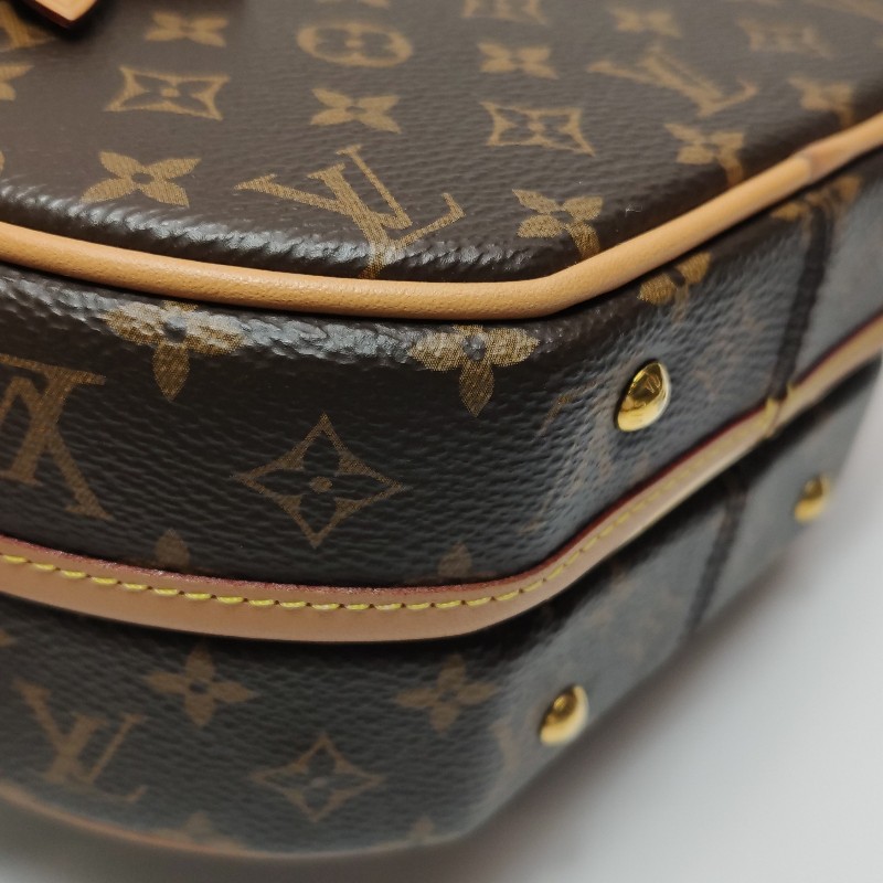 Louis Vuitton (LV) Boite Chapeau小號植鞣革Monogram印花圓餅包斜挎單肩包-9