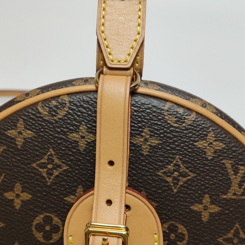 Louis Vuitton (LV) Boite Chapeau小號植鞣革Monogram印花圓餅包斜挎單肩包-11