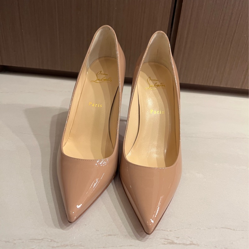 Christian Louboutin 紅底鞋 漆皮膚色高跟鞋-2