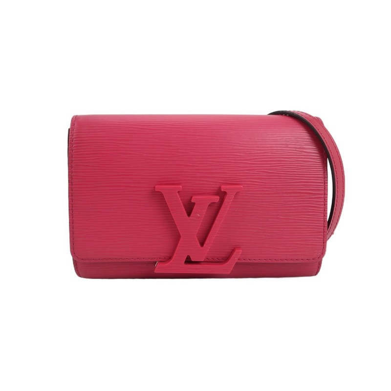 Louis Vuitton (LV) Louise牛皮純色字母logo水波紋woc斜挎包-0