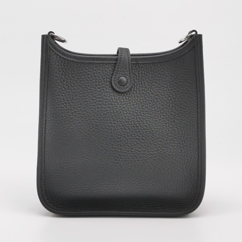 Hermes Evelyne16鏤空斜挎單肩包Clemence (TC)牛皮銀扣89黑色Y刻-5