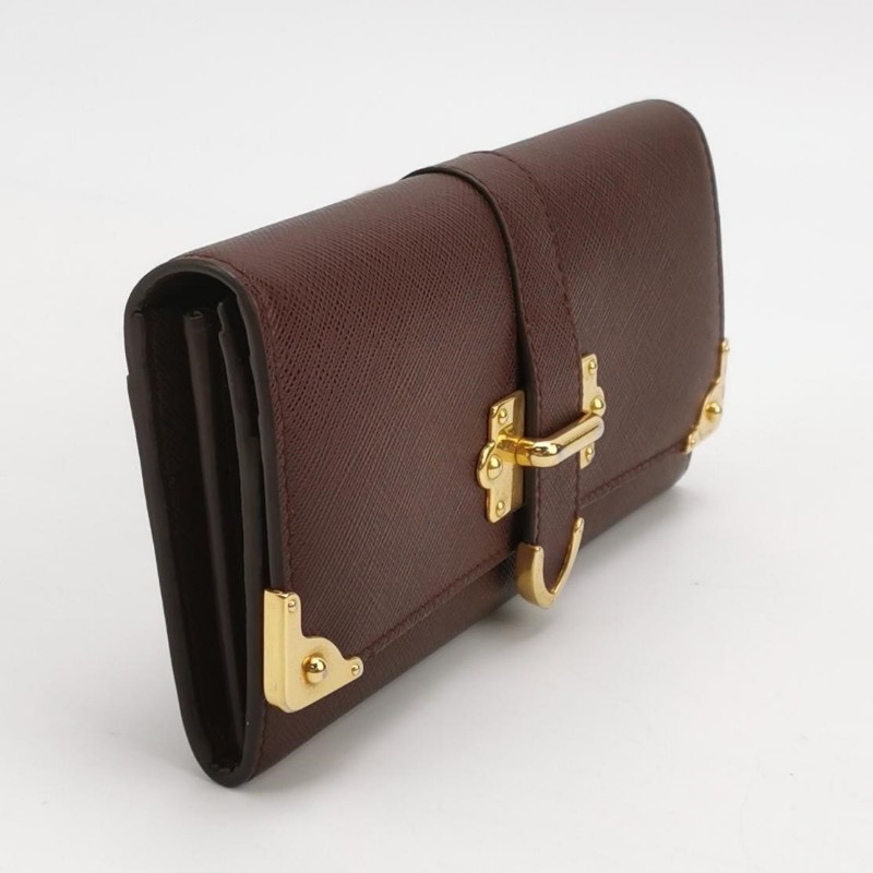 Prada Cahier牛皮純色字母Logo插扣錢包-2