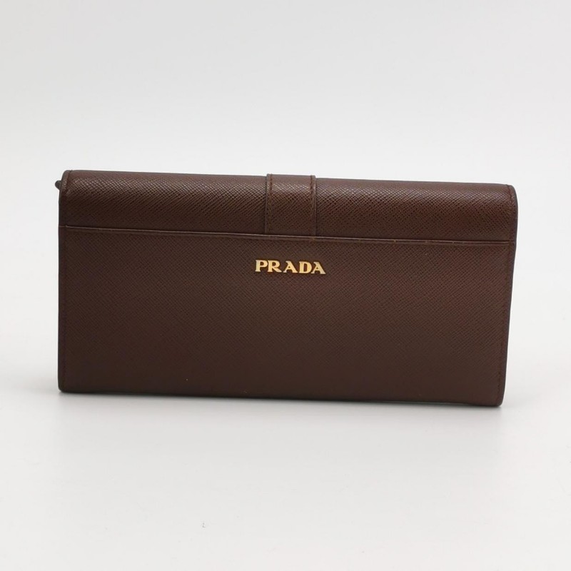 Prada Cahier牛皮純色字母Logo插扣錢包-3
