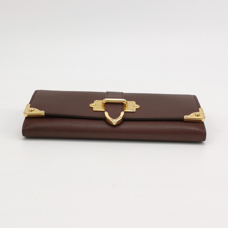 Prada Cahier牛皮純色字母Logo插扣錢包-4