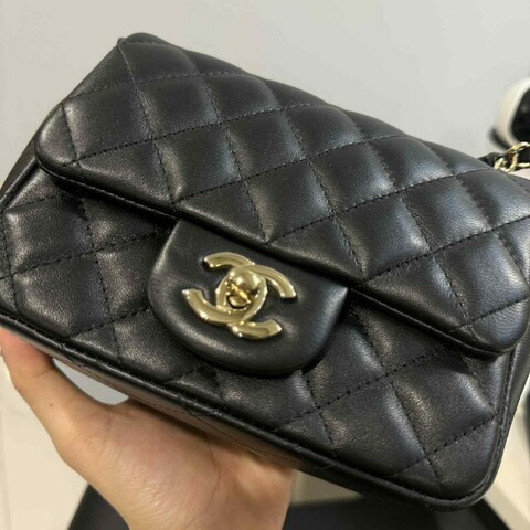 Chanel 方胖 羊皮 金扣