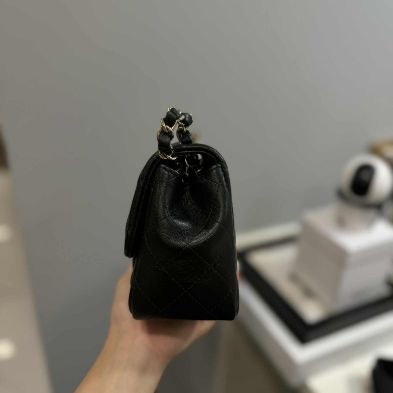 Chanel 方胖 羊皮 金扣-5