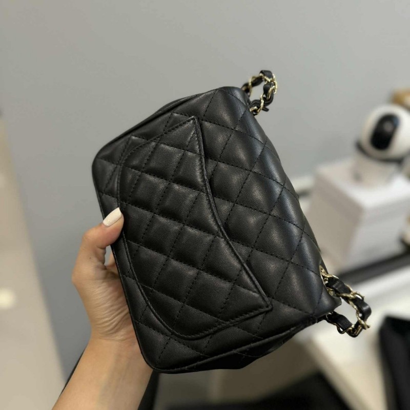 Chanel 方胖 羊皮 金扣-7