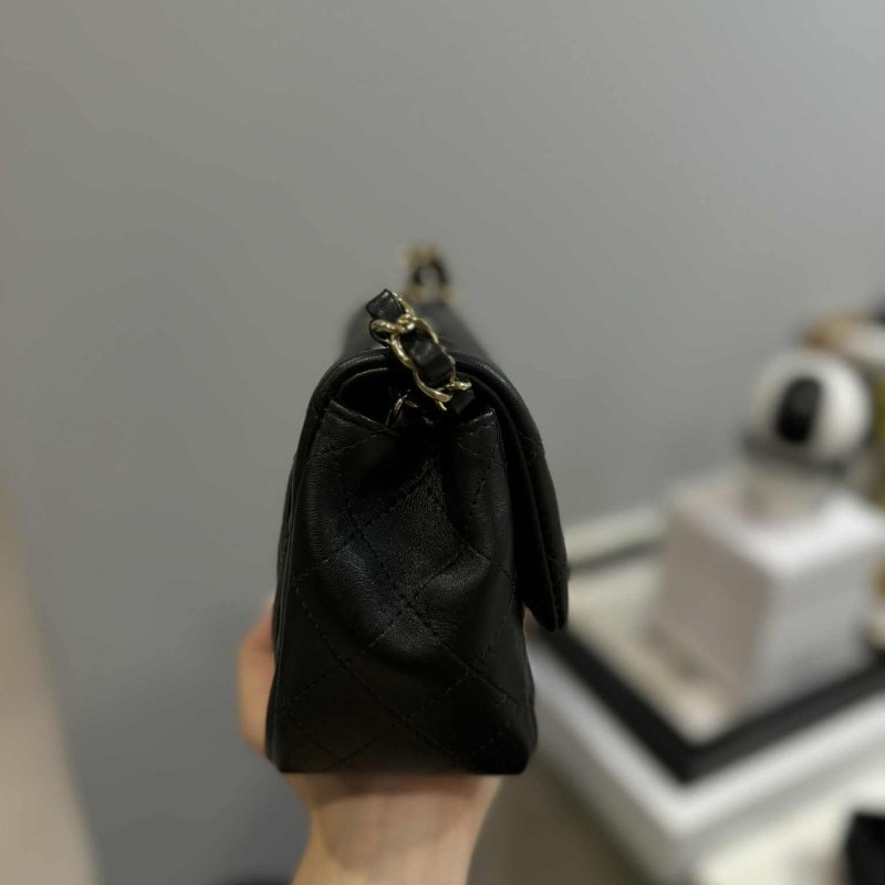 Chanel 方胖 羊皮 金扣-8