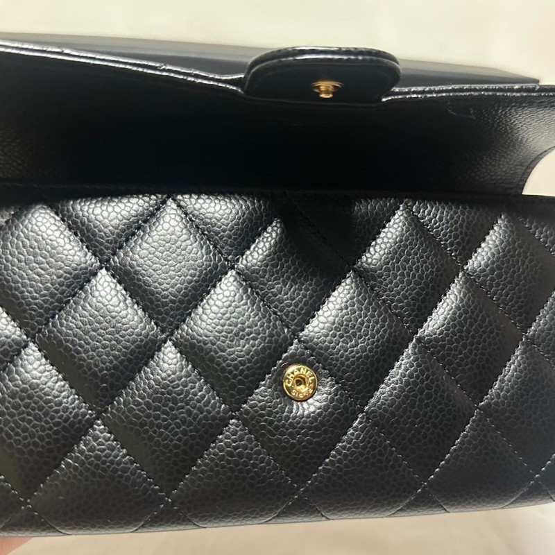👝Chanel經典荔枝皮淡金扣長夾✨️-3