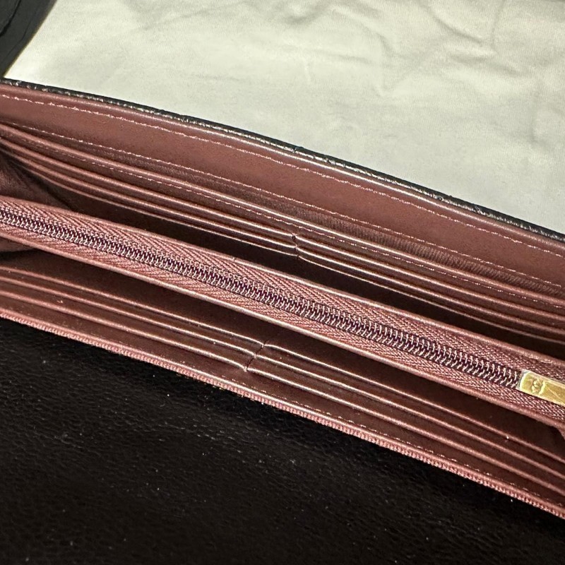 👝Chanel經典荔枝皮淡金扣長夾✨️-6