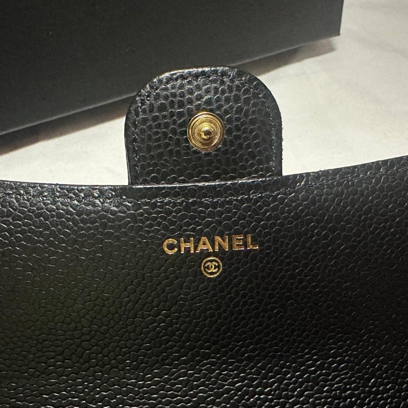 👝Chanel經典荔枝皮淡金扣長夾✨️-8