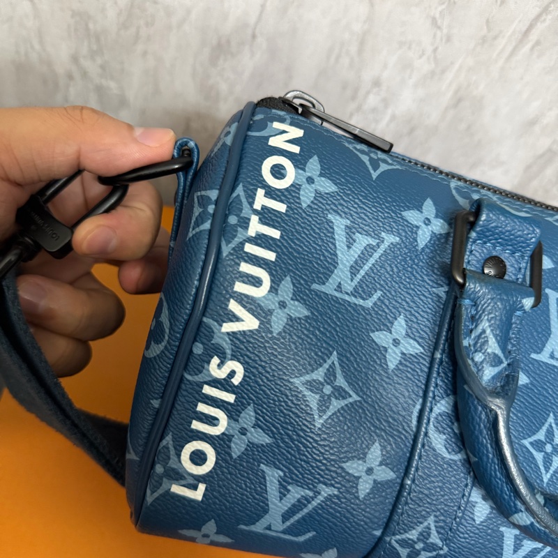 Lv大西洋藍Keepall Bandouliere 25芯片款-10
