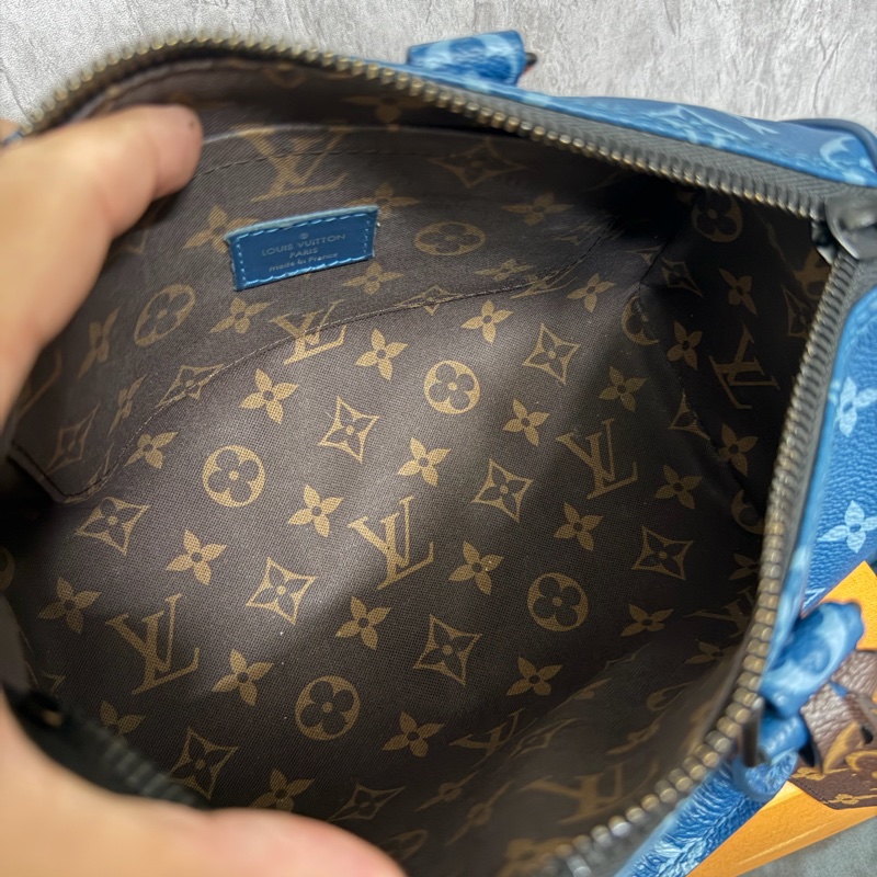 Lv大西洋藍Keepall Bandouliere 25芯片款-11